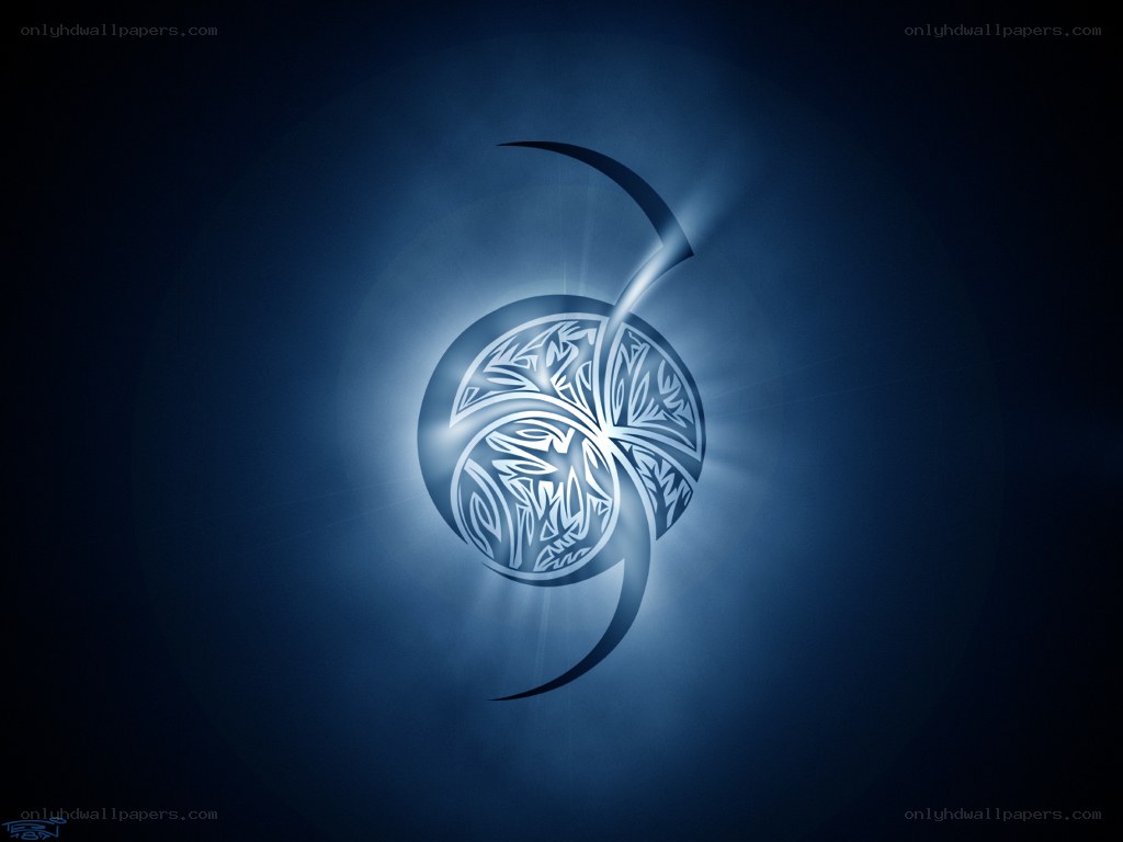 blue glowing tribal symbol