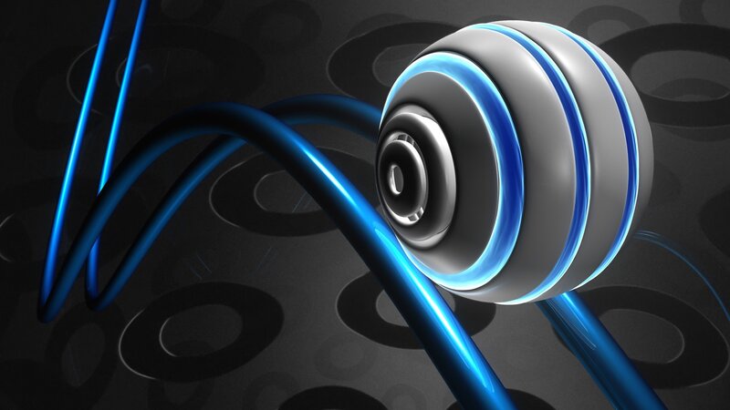 Blue Glowing Tube and Sphere
