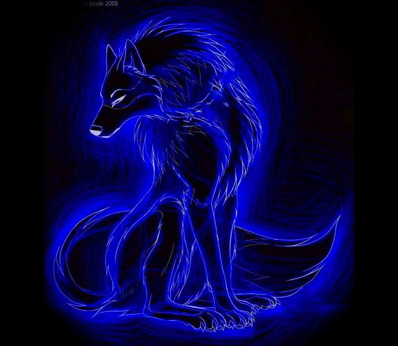 Blue Glowing Wolf