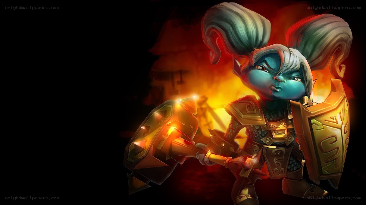 blue goblin warrior with hammer
