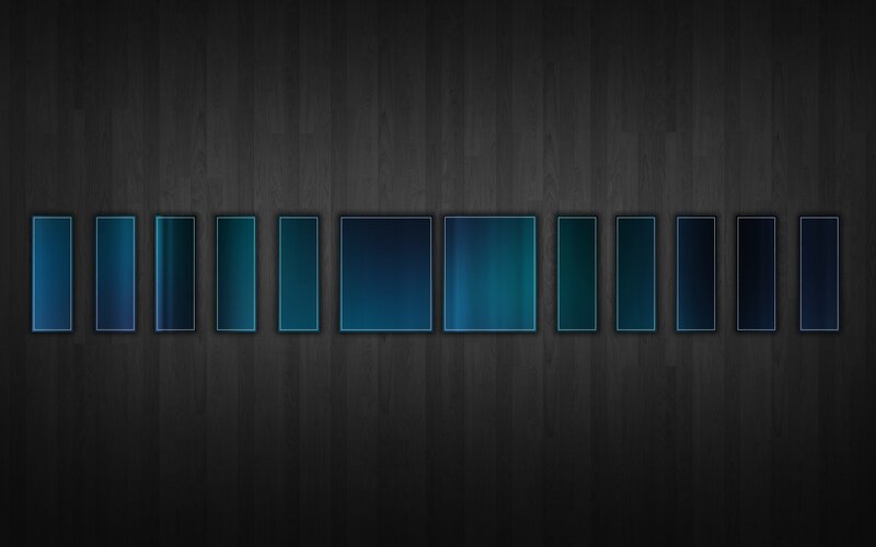 blue gradient rectangles on wood