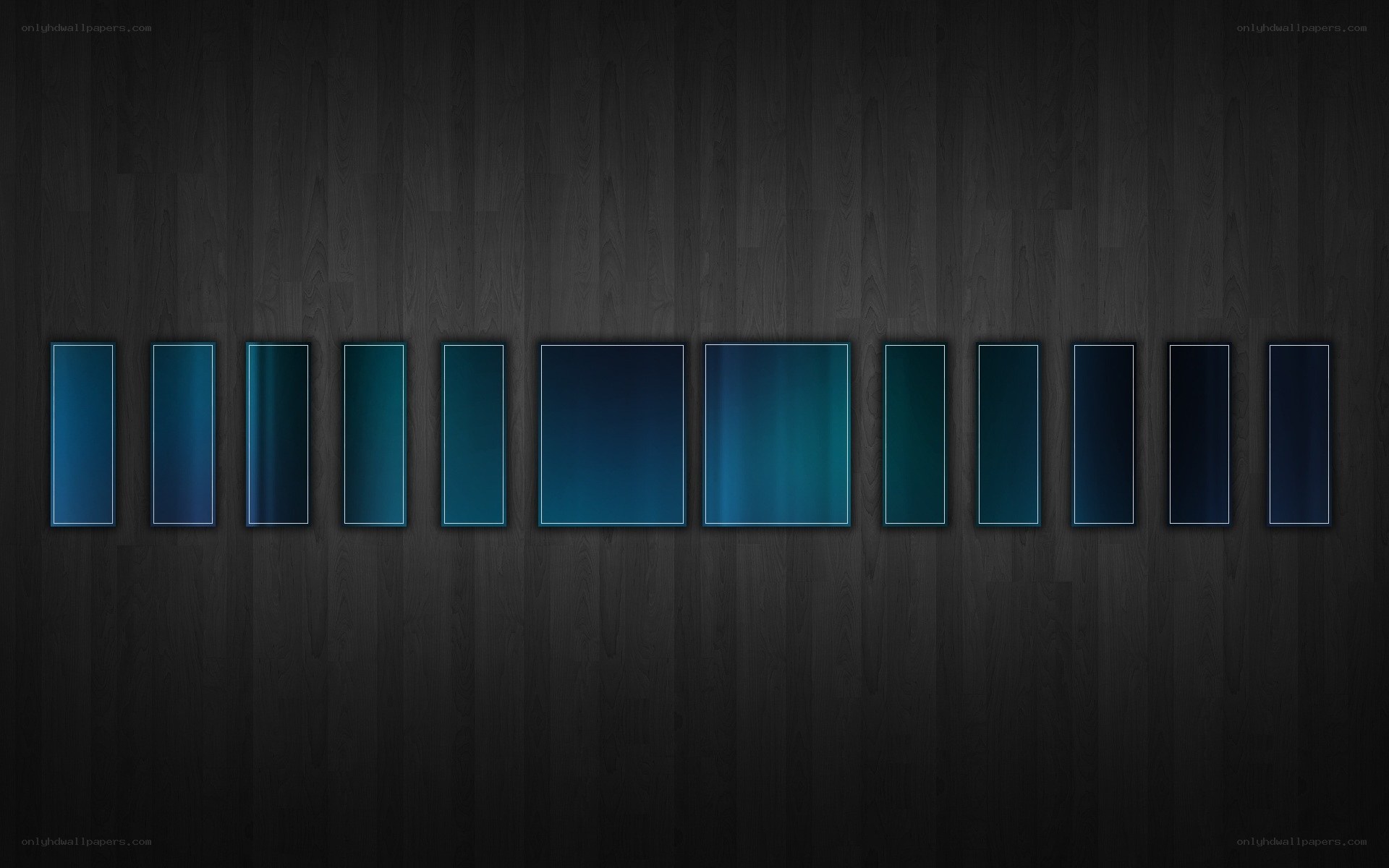blue gradient rectangles on wood