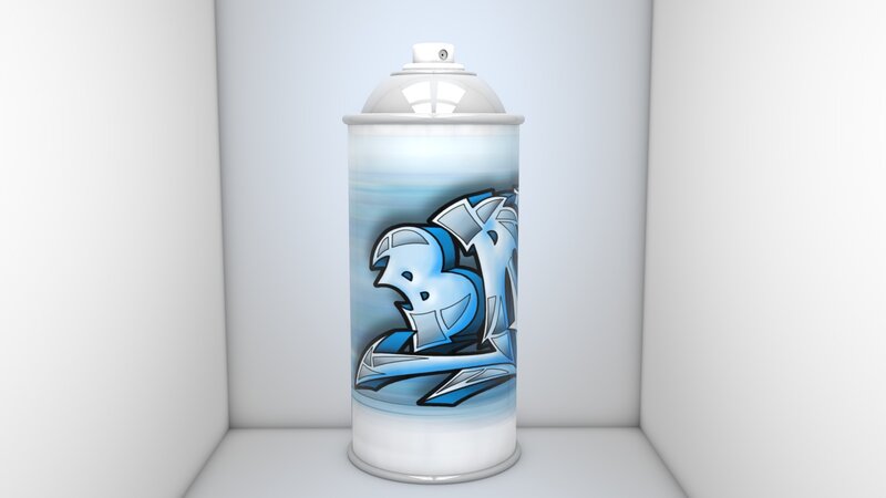 Blue graffiti spray can