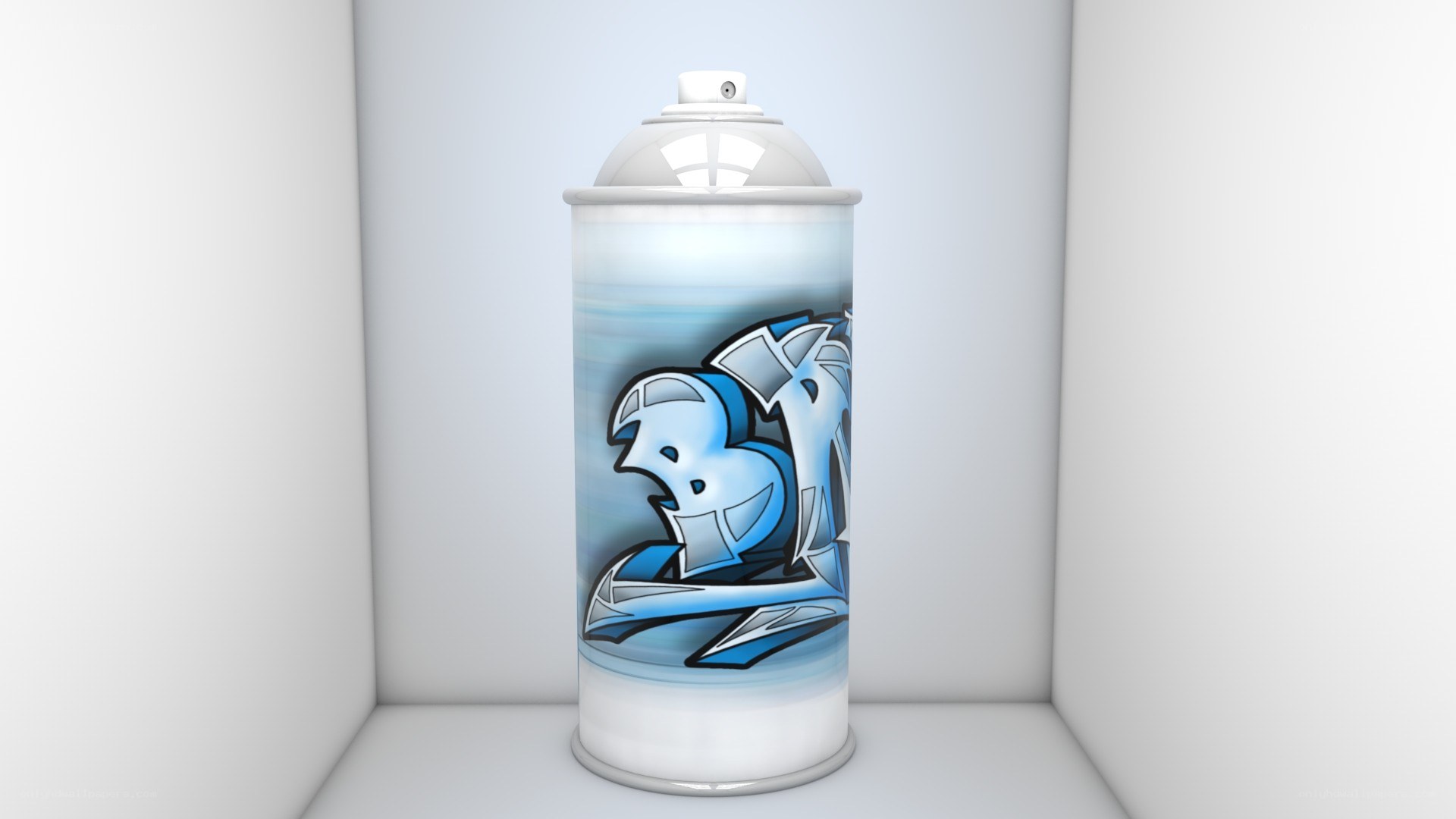 Blue graffiti spray can
