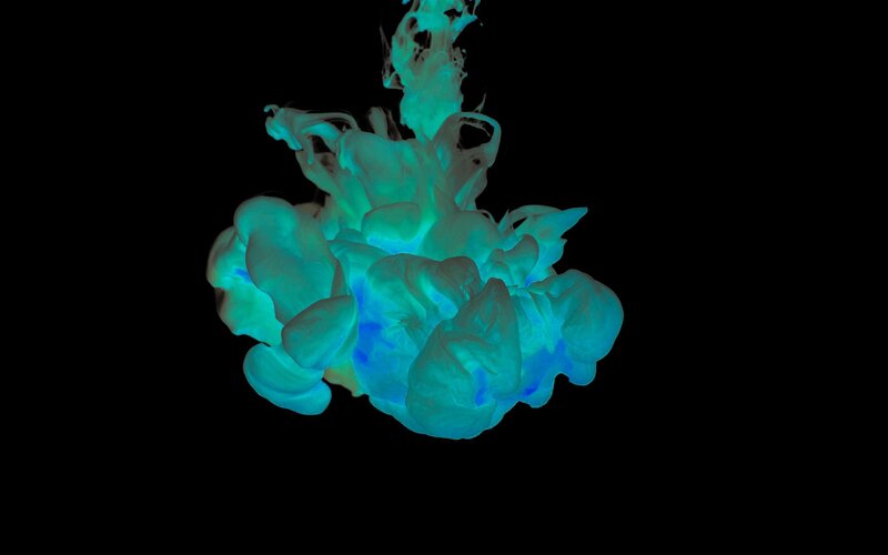 blue-green ink cloud