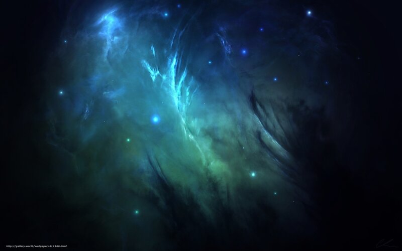 Blue-green Nebula in Space