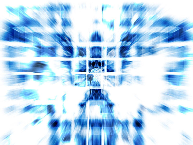 blue grid explosion effect