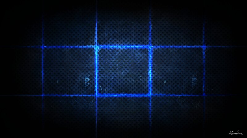 Blue Grid on Perforated Metal