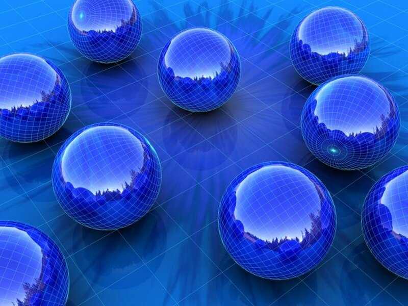 Blue Grid Spheres — Abstract, 3d Render, Grid Pattern