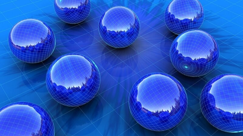 Blue Grid Spheres — Abstract, 3d Render