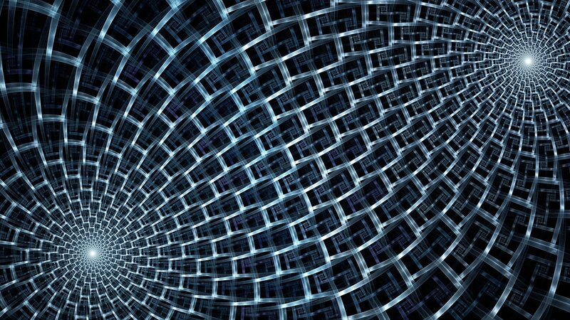 blue grid spiral tunnel