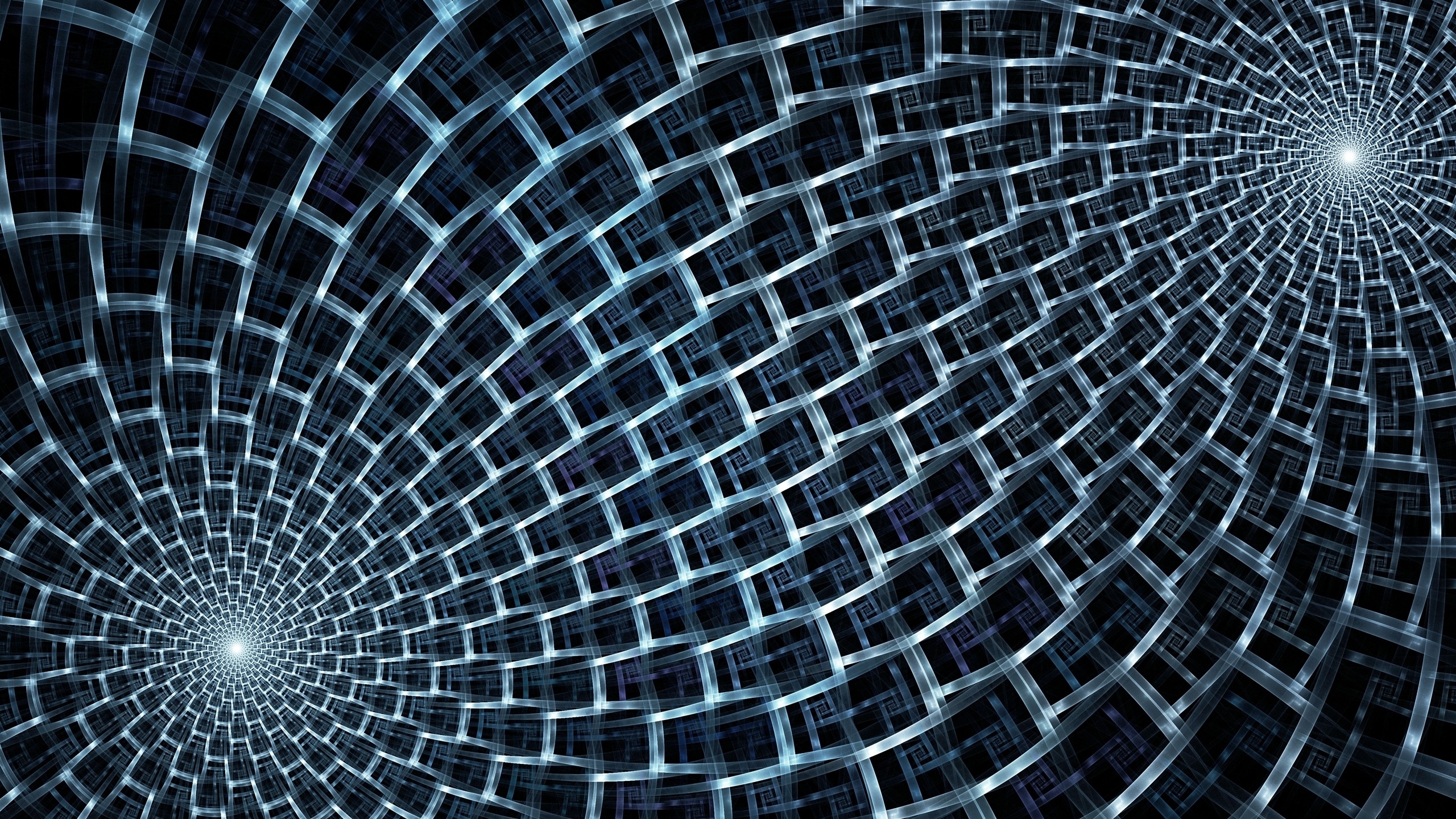 blue grid spiral tunnel