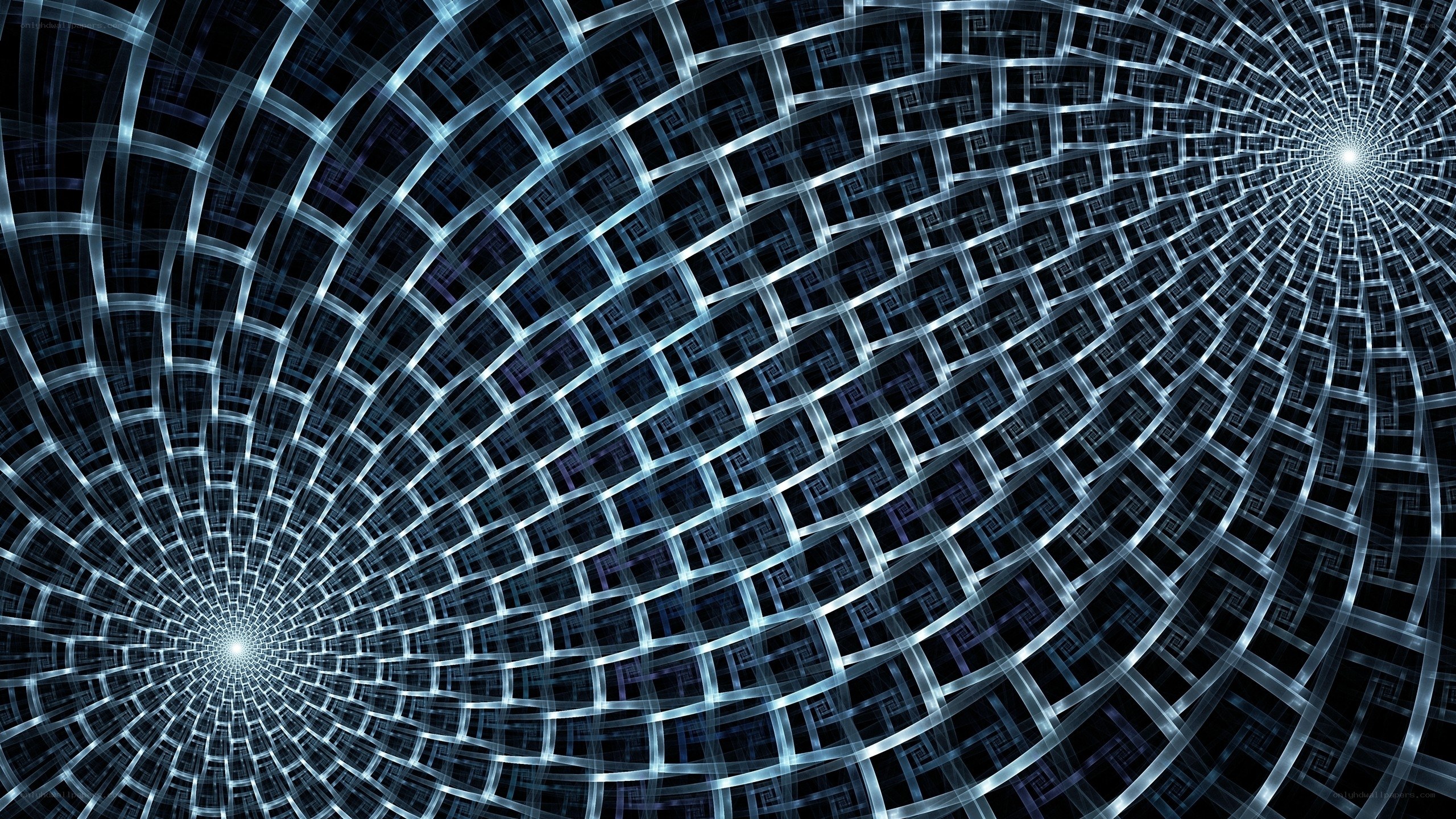 blue grid spiral tunnel