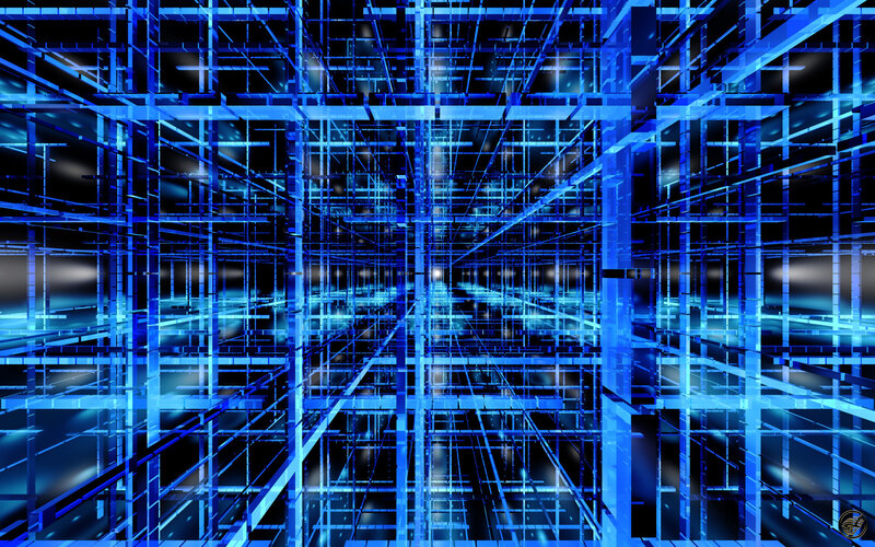 Blue Grid Structure — Futuristic
