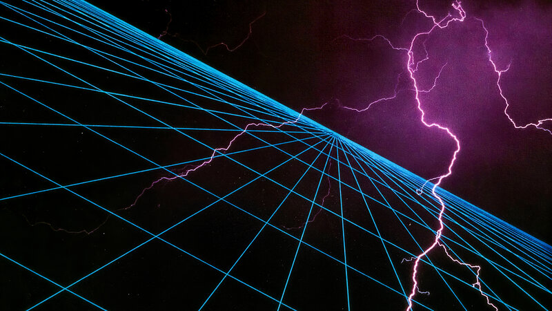 Blue Grid with Lightning