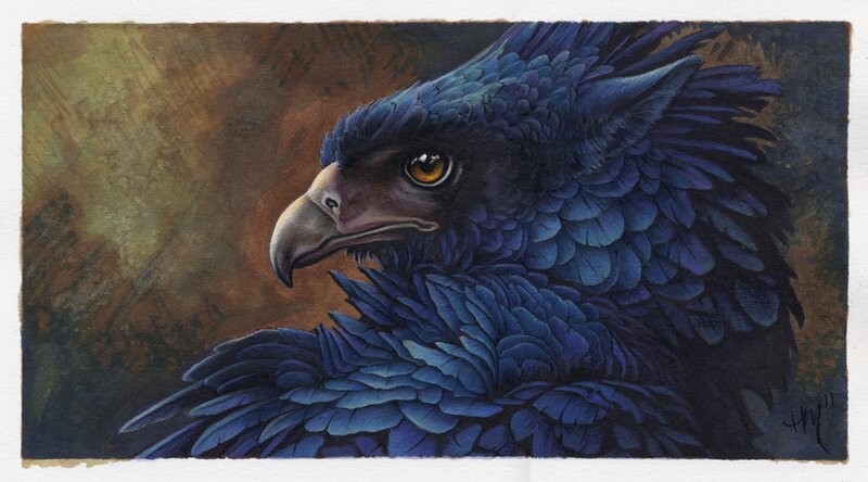 Blue Griffin Head — Dramatic