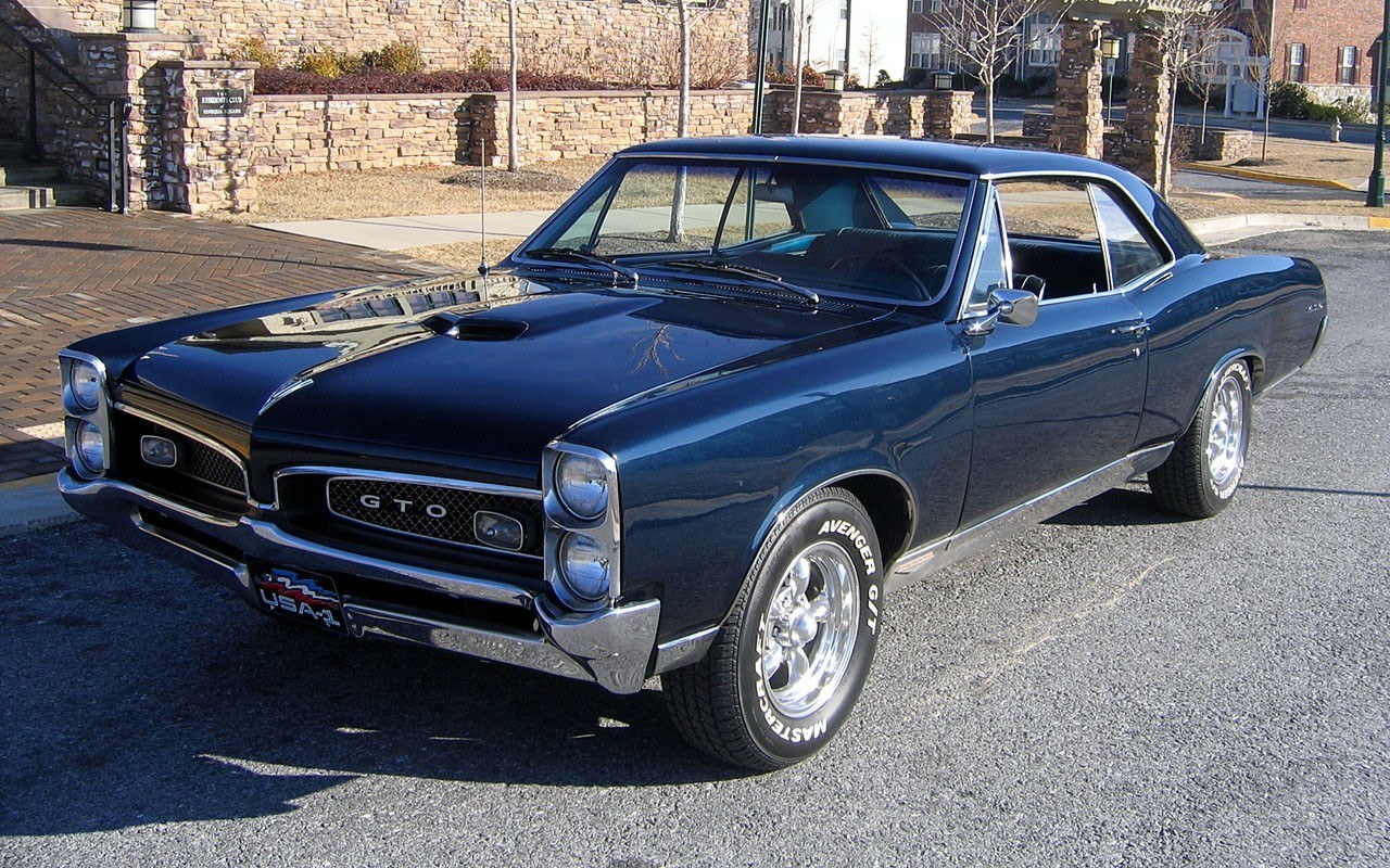 Blue GTO muscle car