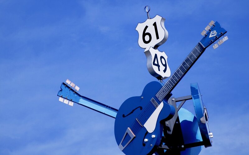 Blue Guitars Sculpture