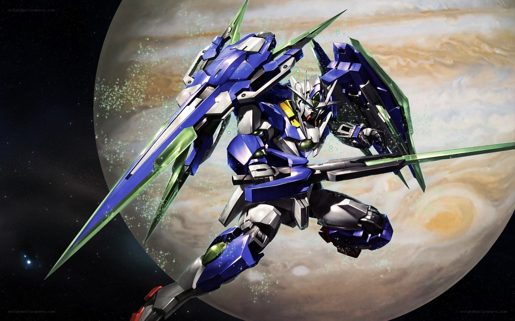 Blue Gundam in space
