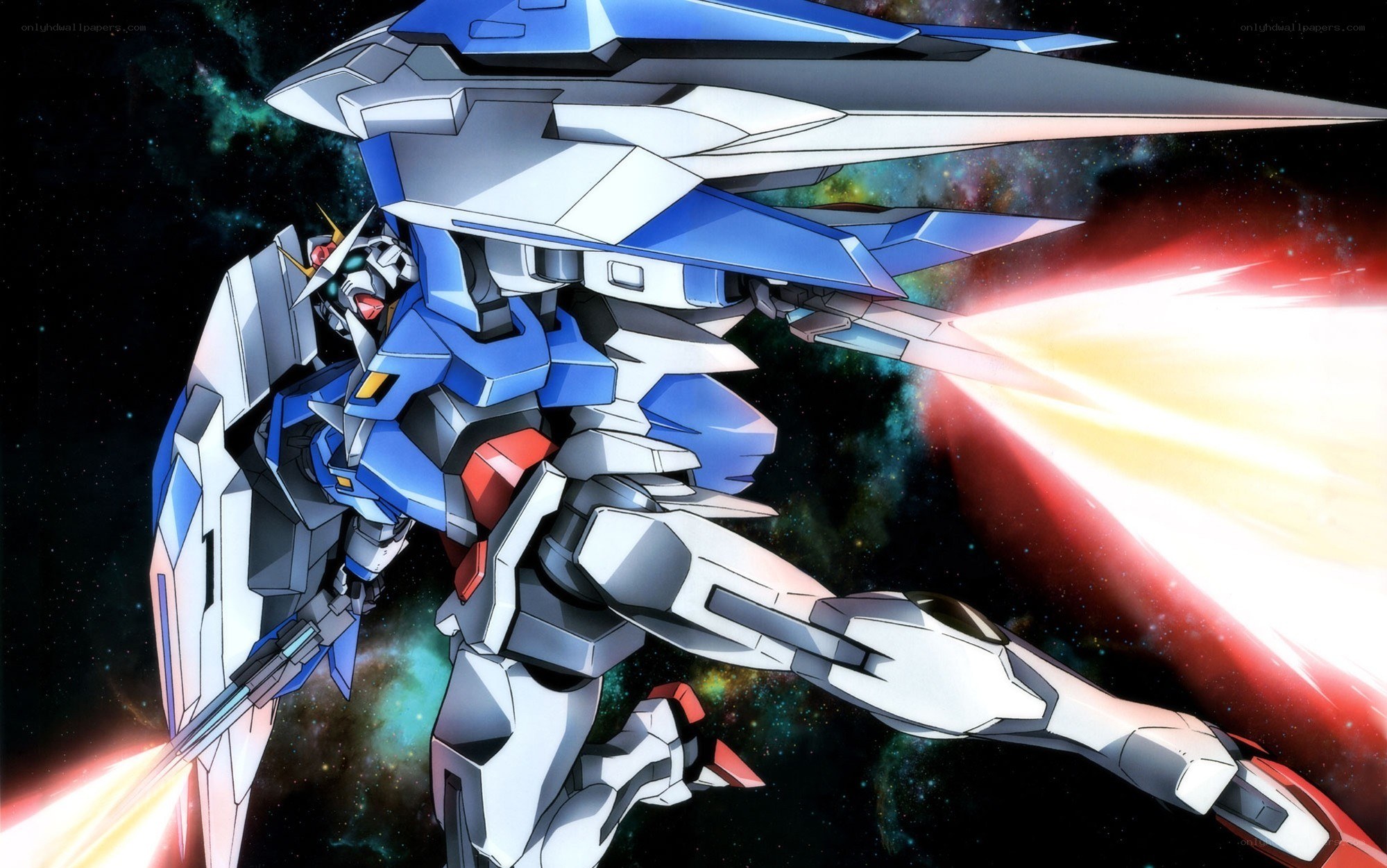 Blue Gundam in space