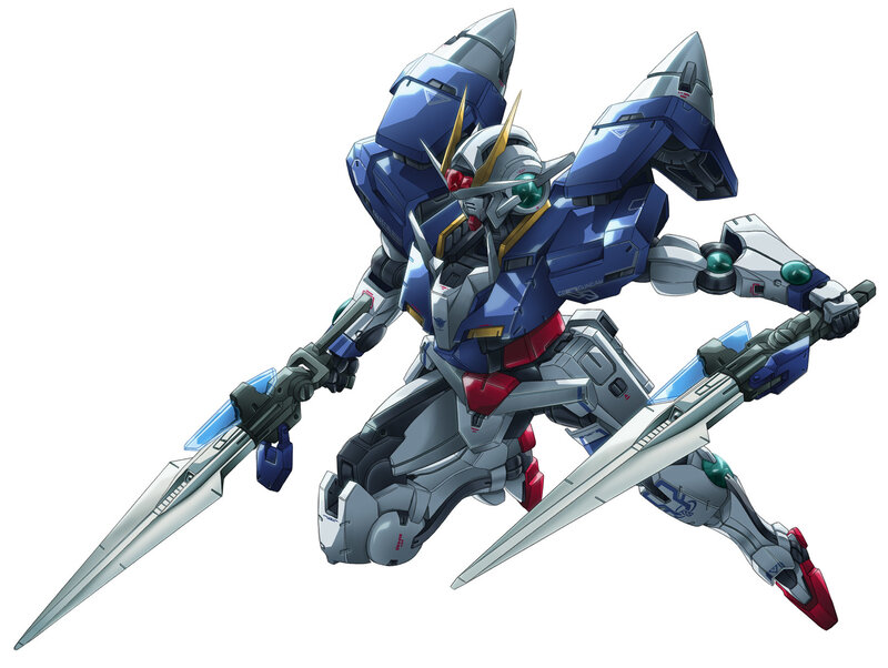 Blue Gundam with swords