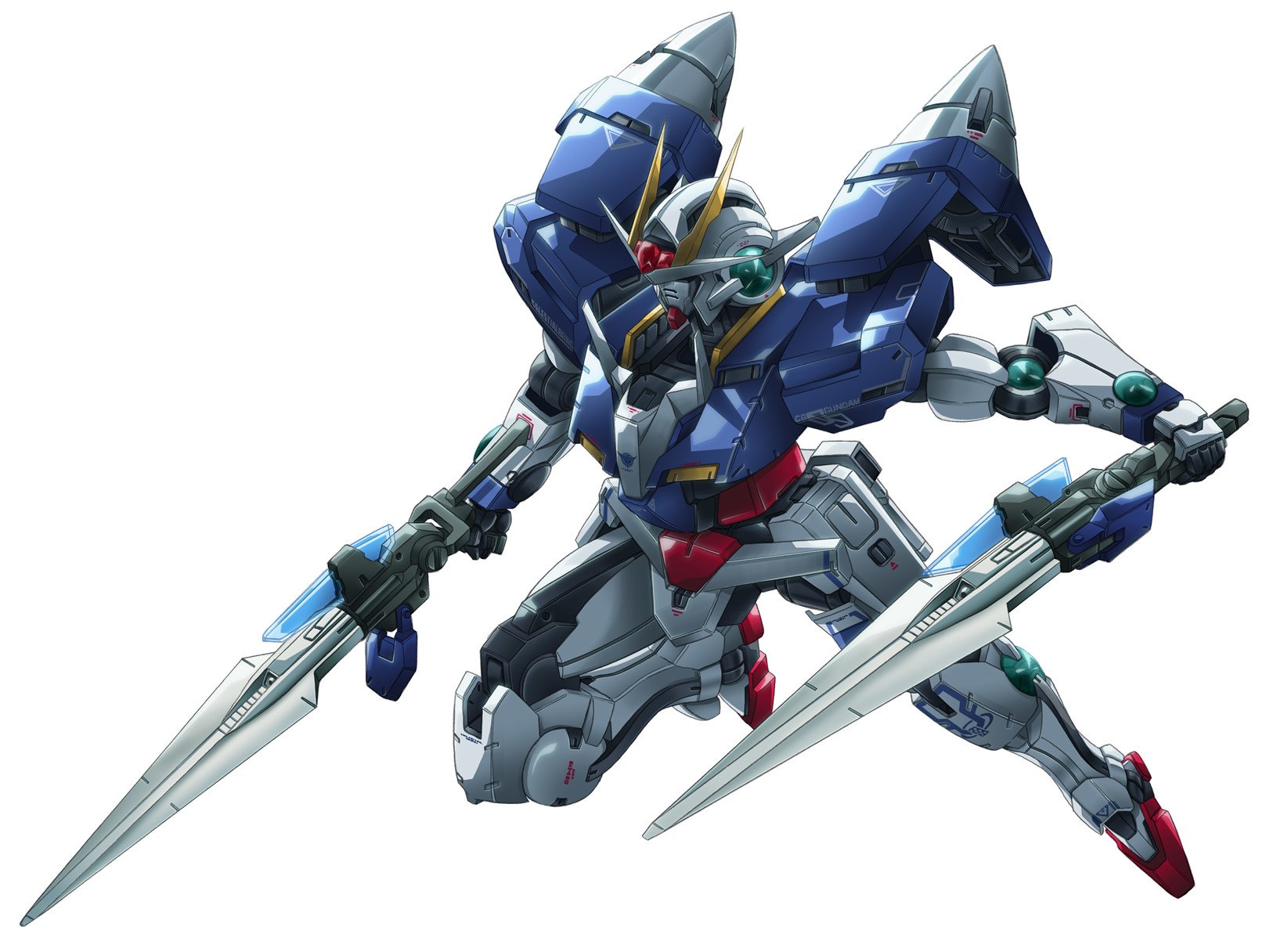 Blue Gundam with swords