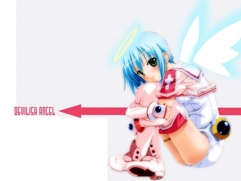 Blue-haired Angel Character — Blue, Playful