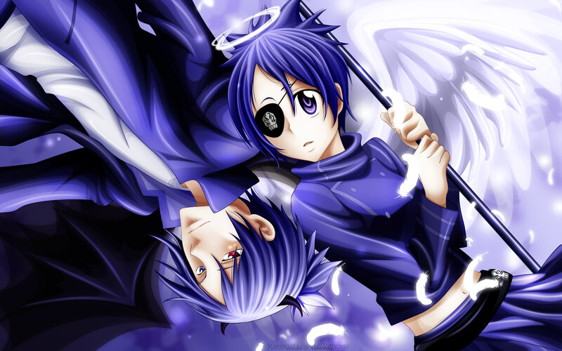 Blue-haired Angel Character — Purple