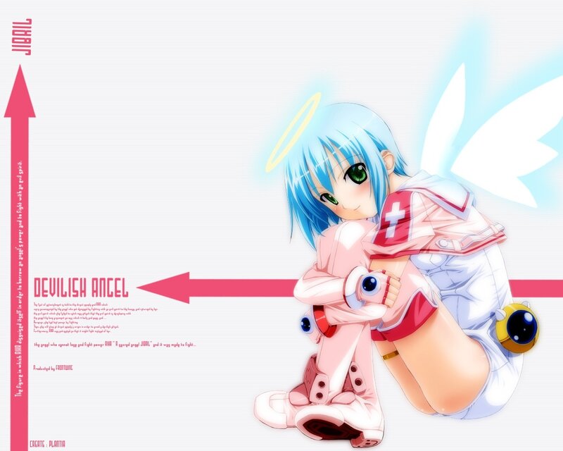 blue-haired angel character