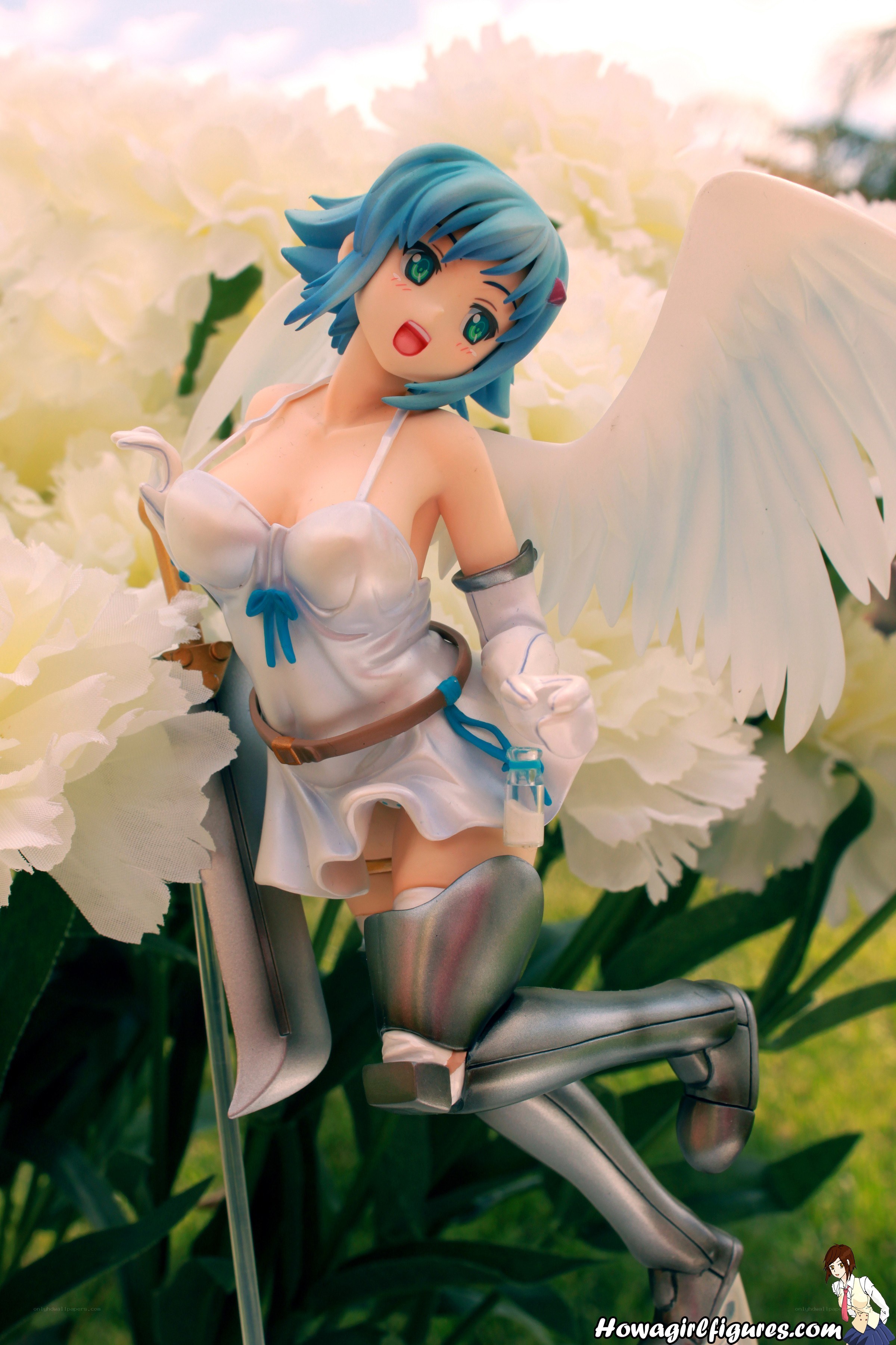 blue-haired angel figurine
