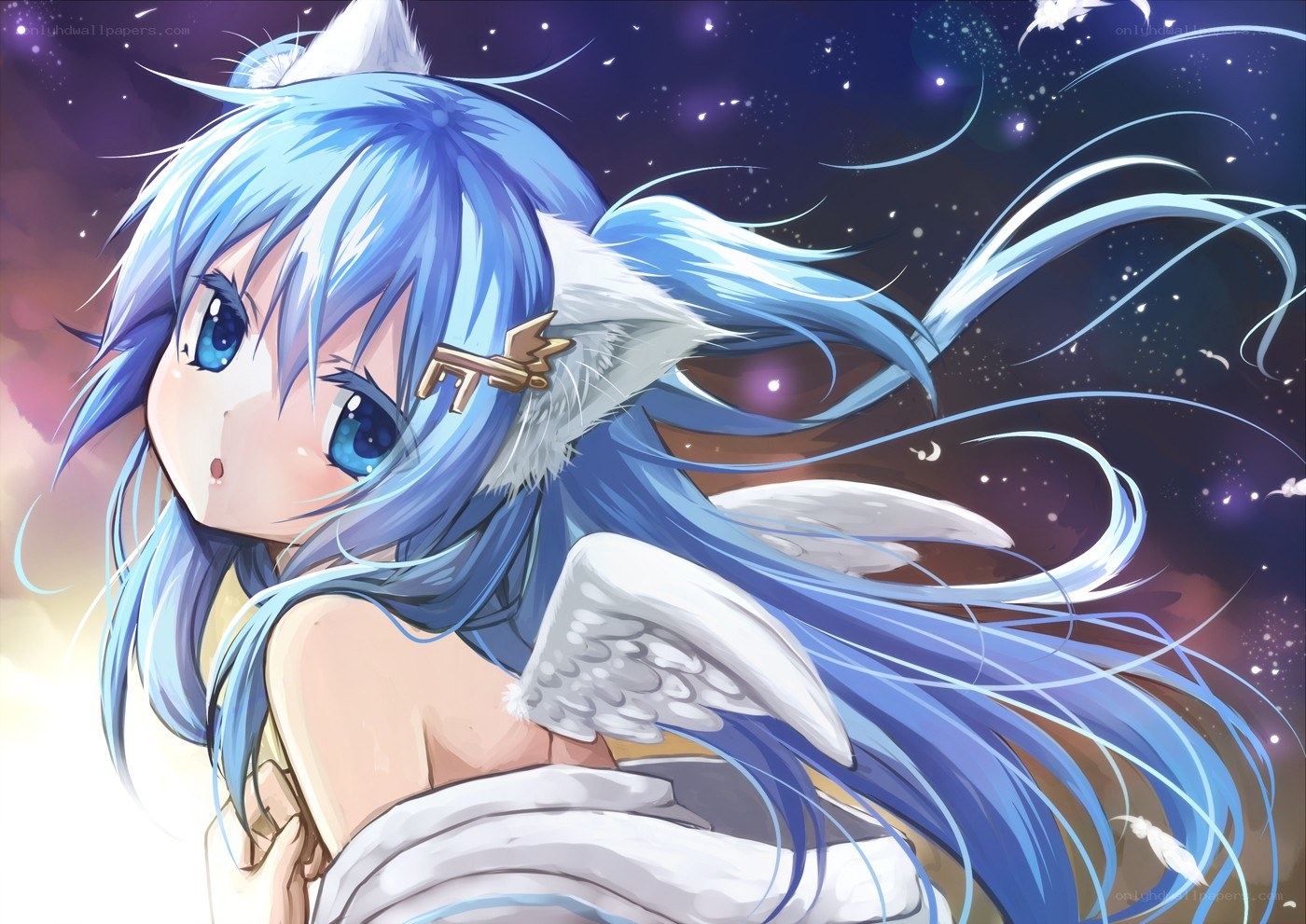 blue-haired angel girl