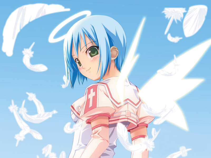 blue-haired angel girl