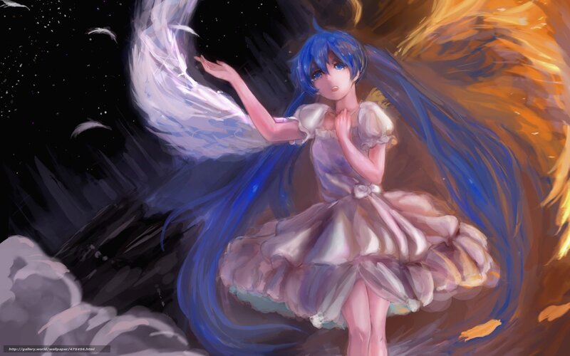 blue-haired angel girl