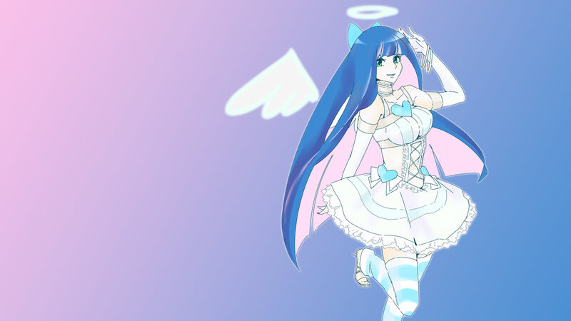 blue-haired angel girl
