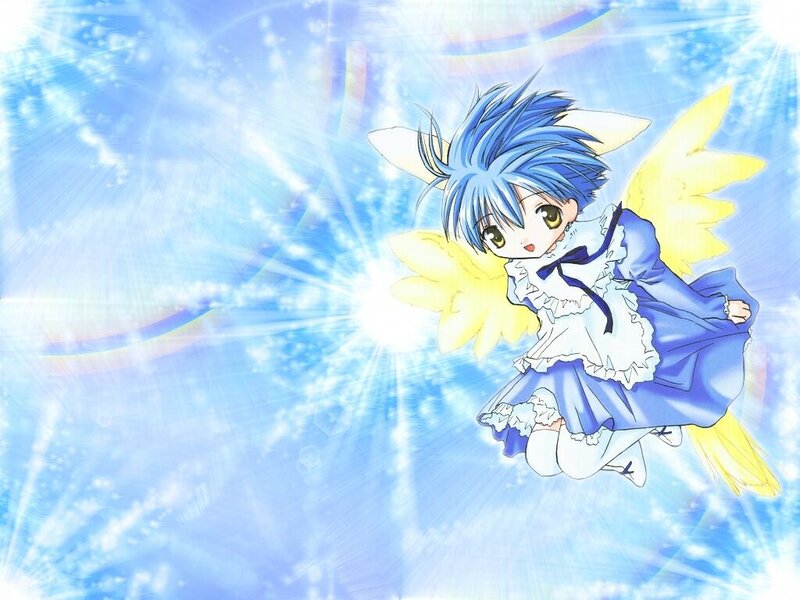 Blue-haired Angel Girl — Blue, Bright, Cheerful