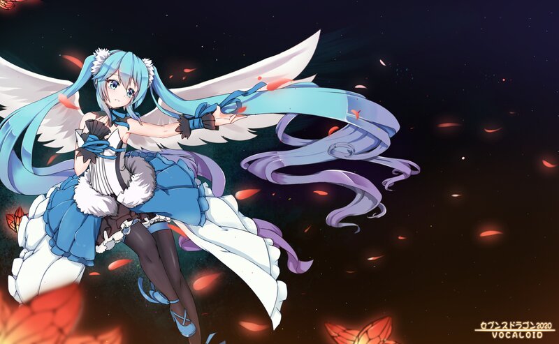 Blue-haired Angel Girl — Blue, Dramatic, Night, Digital Art, Wings