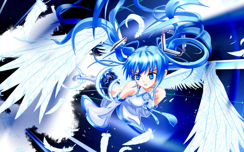 Blue-haired Angel Girl — Blue, Dramatic, Night