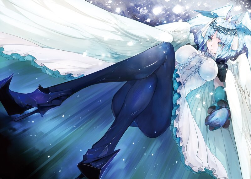 Blue-haired Angel Girl — Blue, Dramatic, Winter, Anime