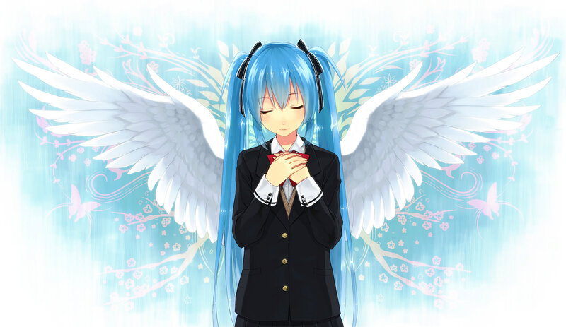 Blue-haired Angel Girl — Blue, Serene, Spring
