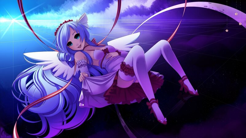 Blue-haired Angel Girl — Purple, Dreamy