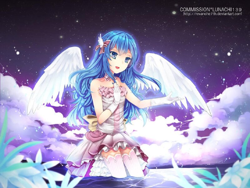 Blue-haired Angel Girl — Purple