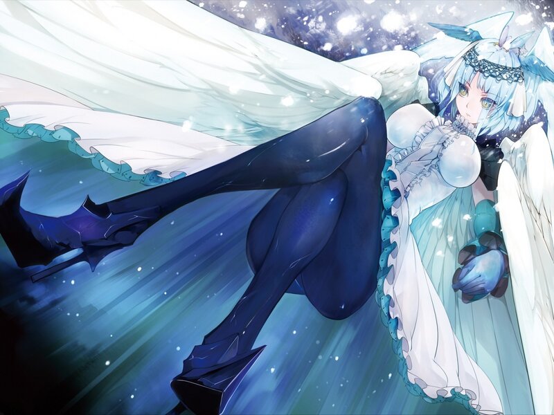 Blue-haired Angel Girl — White, Dramatic, Winter