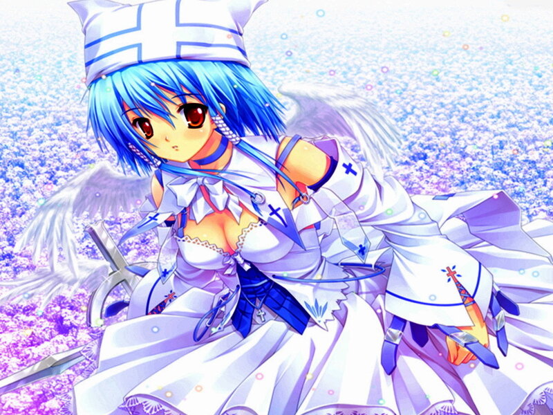 Blue-haired Angel Girl — White, Serene, Anime