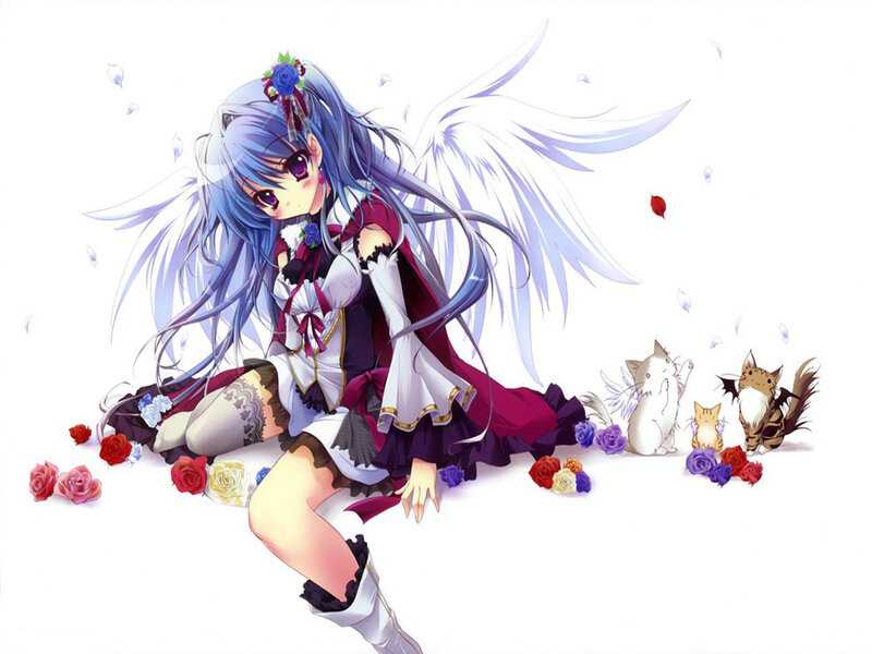 Blue-haired Angel Girl — White, Serene