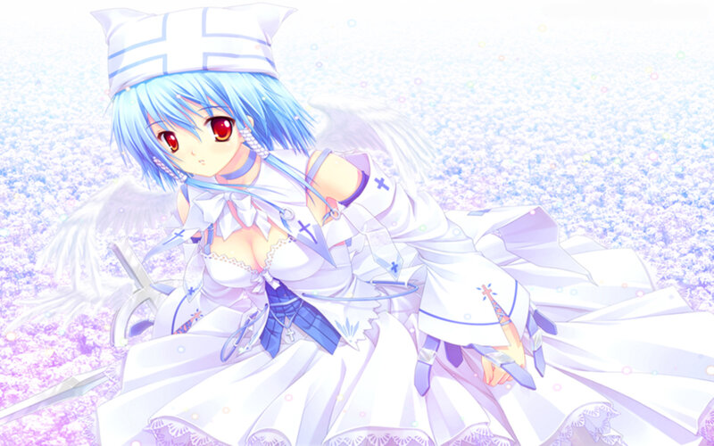 Blue-haired Angel Girl — White