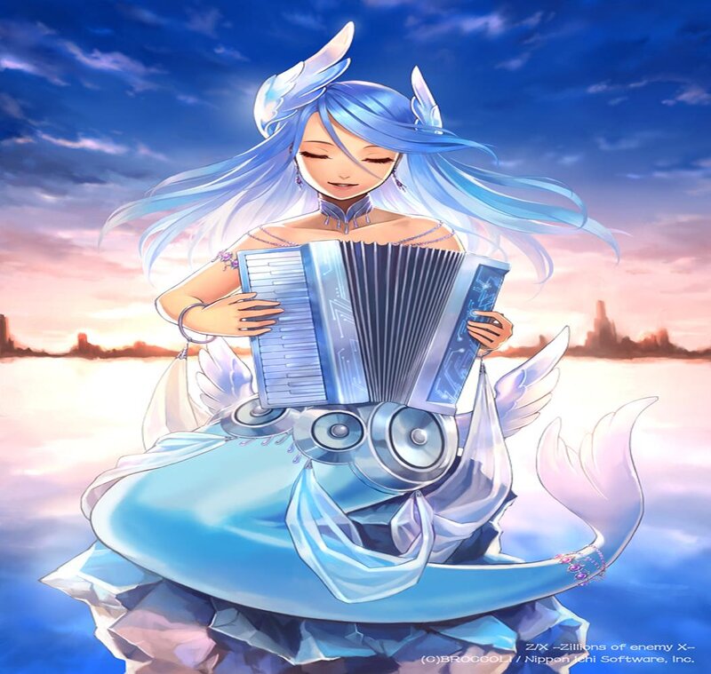 Blue-haired Angel Playing Accordion