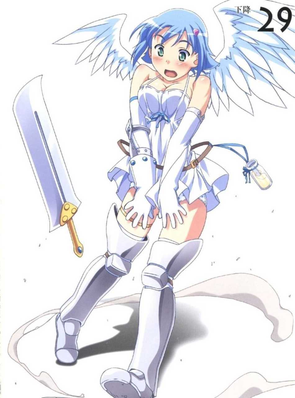 blue-haired angel warrior