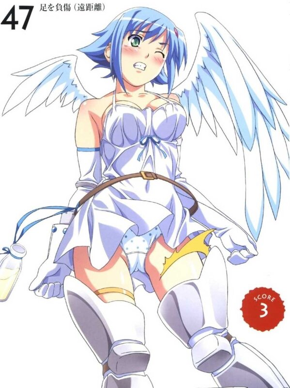 blue-haired angel with wings