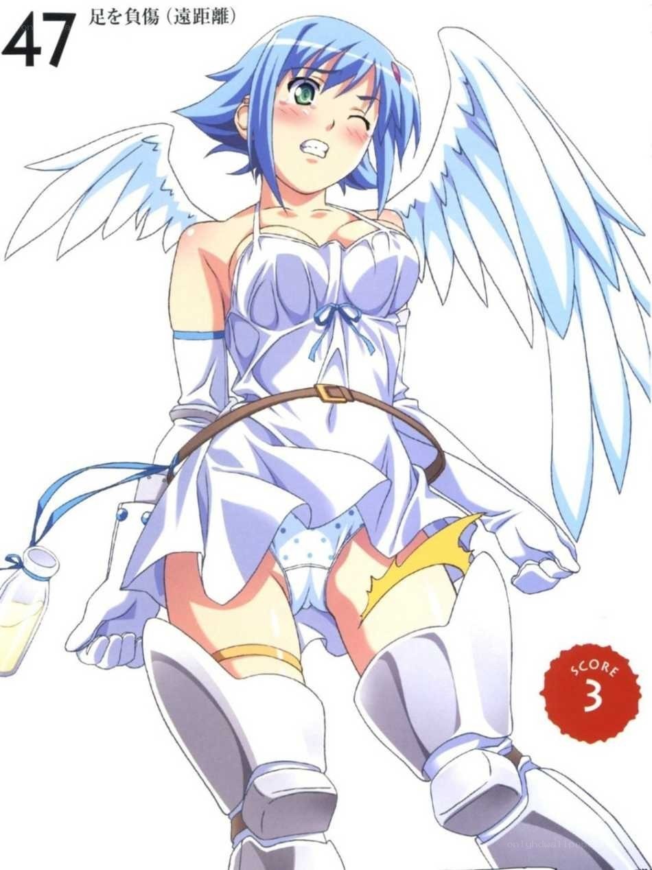 blue-haired angel with wings