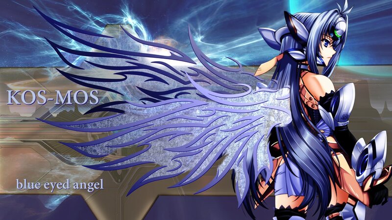 Blue-haired Angel with Wings — Blue, Dramatic, Night